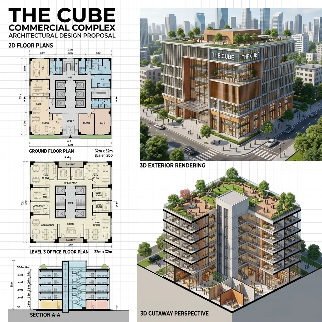 Cube 3d & 2d Architecture