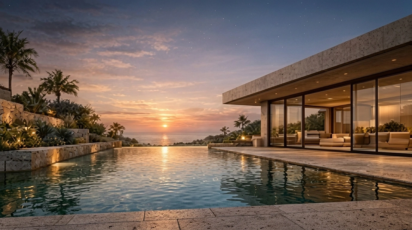 Swimming Pool & Villa Reflection